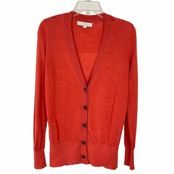 LOFT Cardigan Buttons Orange Size M - Picture 8 of 8